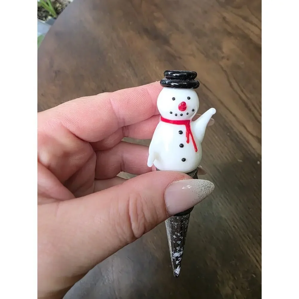 Glass Snowman Reusable Cork‎ Bottle Top Stopper Winter Holiday Themed